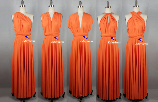 navy blue and orange bridesmaid dresses